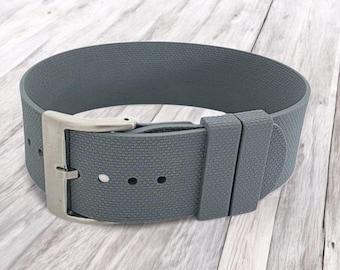 Grijze rubberen FKM-horlogeband: militaire stijl, 20 mm, 22 mm uit één stuk