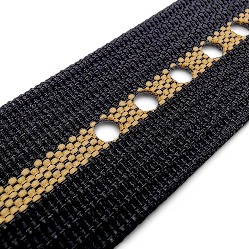 Black Buckle Ribbed Nylon Watch Strap Band Military Divers 20mm 22mm image 5