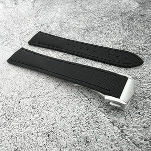 Marine Pro Deploy FKM Rubber Watch Strap 20mm 21mm 22mm Black image 5