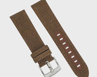 Luxury Canvas Watch Strap 4mm Thick 20mm 22mm Espresso Brown