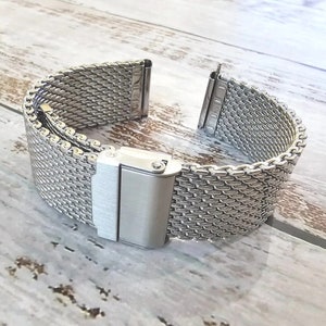 Heavy Duty Shark Mesh 2.5mm Watch Strap Band Bracelet 316L Stainless Steel 18mm 20mm 22mm