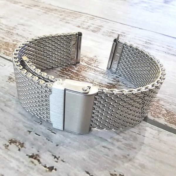 Cinturino per orologio in maglia di squalo resistente, acciaio inossidabile 316L