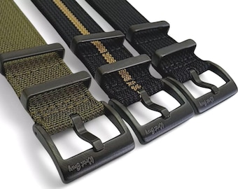 Zwarte gesp geribbelde nylon horlogeband band militair duikers 20 mm 22 mm