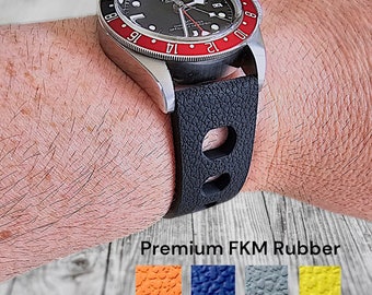 FKM Rubber Watch Strap: Hole Punched Tropical Divers Band