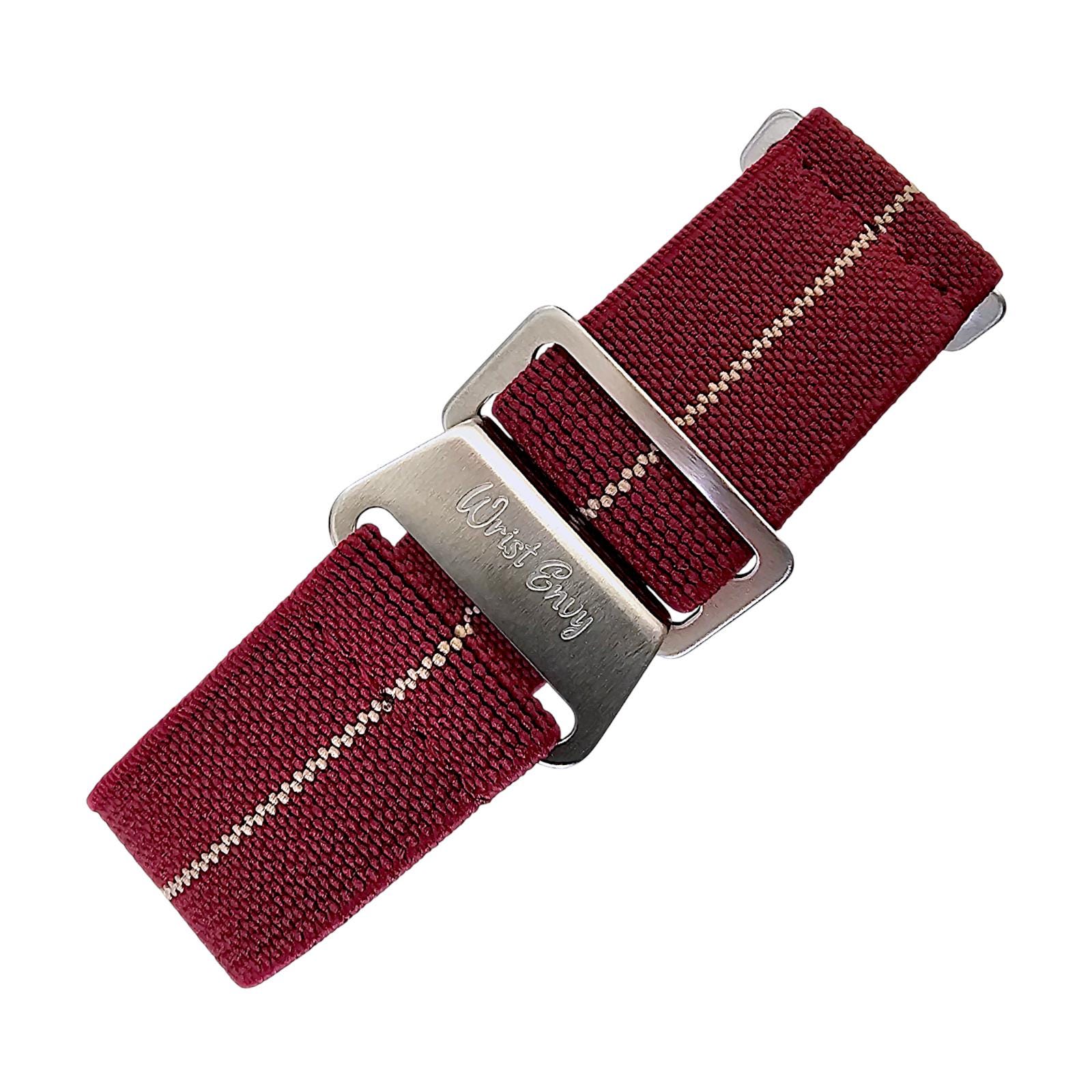 Bracelet De Montre élastique Nylon Style Marine Nationale - 18mm Vert/rouge - Neuf étiqueté