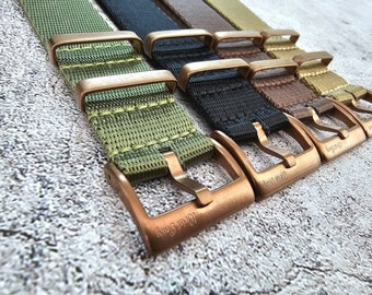 Bronze PVD Military Watch Strap Band Nylon Army 20mm 22mm