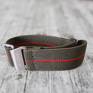 Cinturino elastico in nylon francese Marine Nationale per orologio militare 20 mm 22 mm verde rosso a strisce
