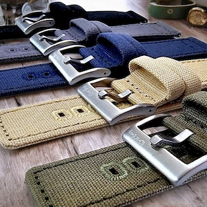 Canvas Sailcloth Premium Watch Strap Band Field Military Quick Release 20mm 22mm