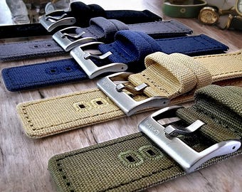 Canvas Sailcloth Premium Watch Strap Band Field Military Quick Release 20mm 22mm