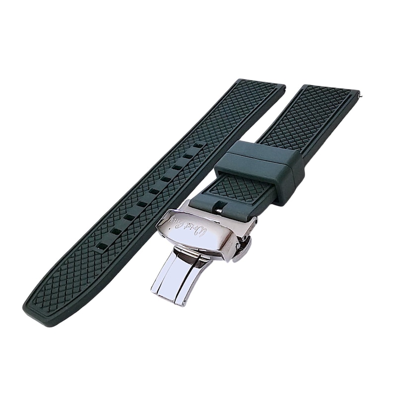 Correa de reloj de caucho FKM con cierre desplegable de acero inoxidable imagen 8