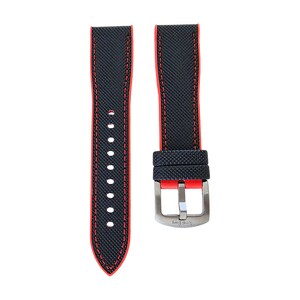 Sailcloth FKM Rubber Watch Strap: Black & Red Divers Band image 7