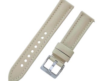 Correa de reloj de lona: Beige, 20 mm x 22 mm, cierre rápido