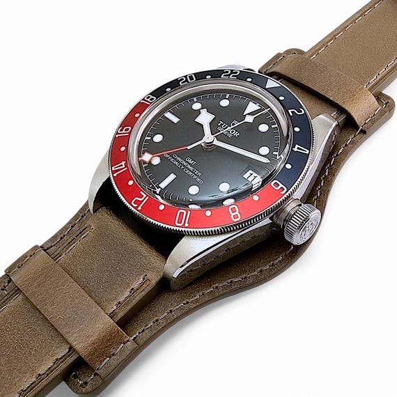 Cinturino per orologio in pelle Bund, fatto a mano, polsino