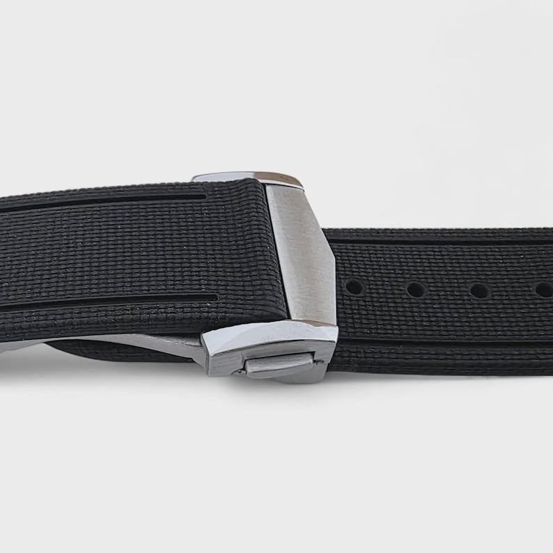 Marine Pro Deploy FKM Rubber Watch Strap 20mm 21mm 22mm Black image 6