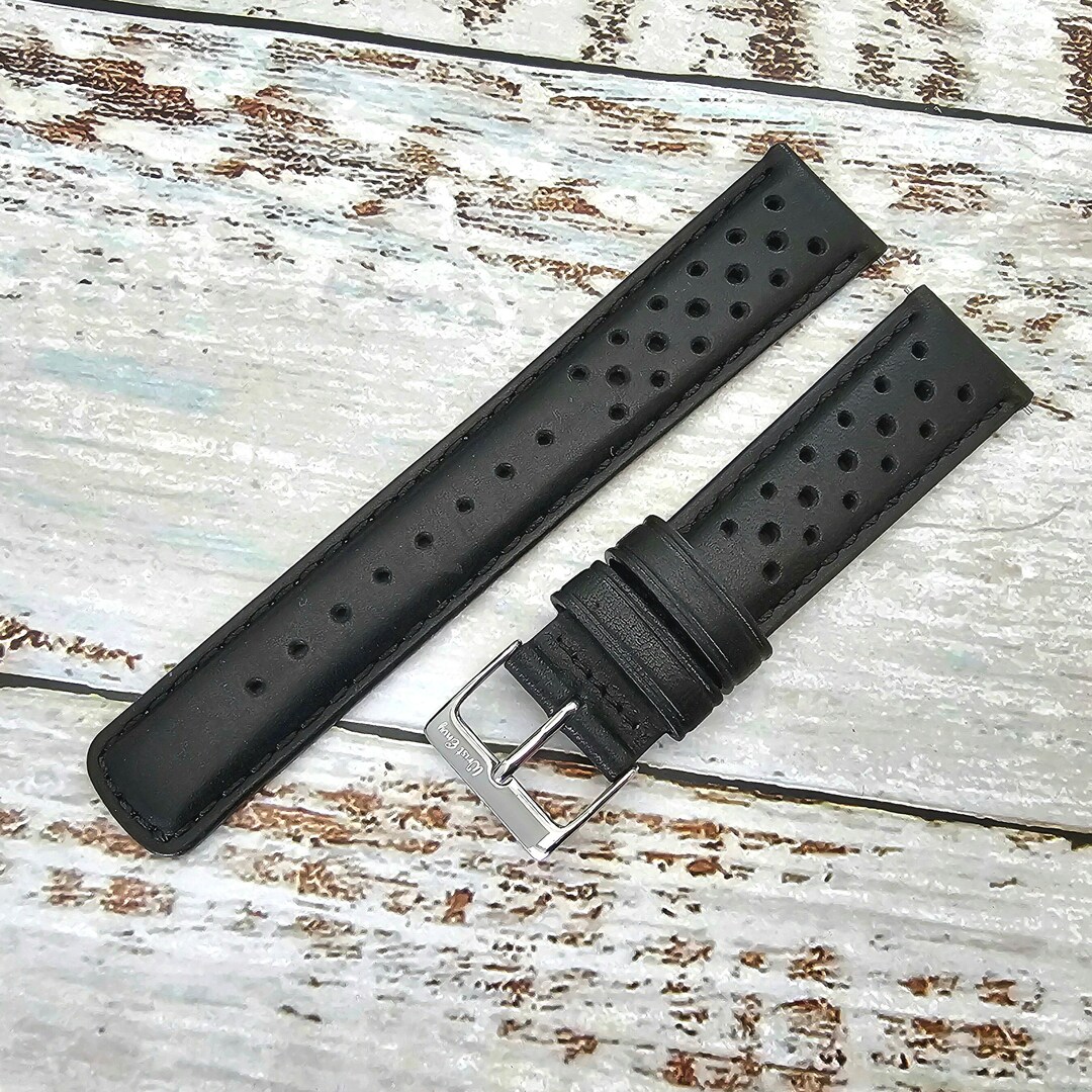 Horween Leather Rally Watch Strap Black 18mm, 20mm, 21mm, 22mm - Etsy
