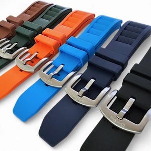 Genuine FKM Rubber Vented Watch Strap Band Divers Mens Silicone Sport 20mm 22mm