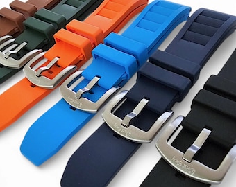 Genuine FKM Rubber Vented Watch Strap Band Divers Mens Silicone Sport 20mm 22mm