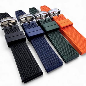 Correa de reloj de caucho FKM con cierre desplegable de acero inoxidable imagen 3