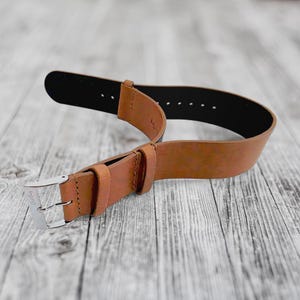 Vanguard Horween Leather Military Watch Strap 20mm 22mm Caramel Brown