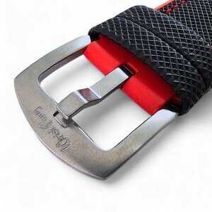 Sailcloth FKM Rubber Watch Strap: Black & Red Divers Band image 6