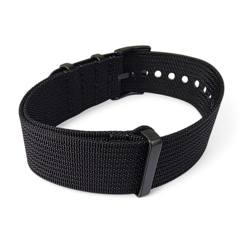 Black Buckle Ribbed Nylon Watch Strap Band Military Divers 20mm 22mm image 6