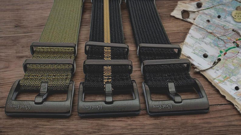 Black Buckle Ribbed Nylon Watch Strap Band Military Divers 20mm 22mm image 7