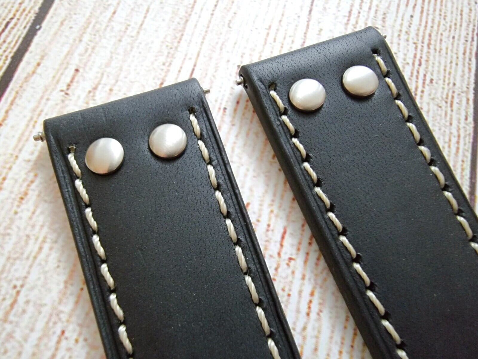 Diloy Cinturino Per Orologio In Pelle Di Vitello Ingrassata, Stile Pilota Flieger Con Rivetti, 18-24mm - 3