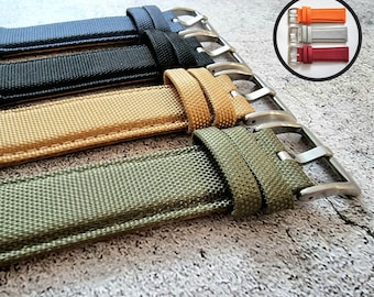 Correa de reloj de dos piezas de nailon, lona y tela de vela, de campo, de liberación rápida, 20 mm y 22 mm