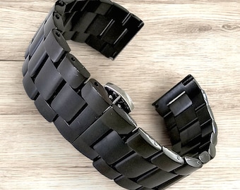 Prestige 316L Edelstahl Massivuhr Armband 18 mm 20 mm 22 mm 24 mm PVD Schwarz