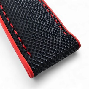 Sailcloth FKM Rubber Watch Strap: Black & Red Divers Band image 9