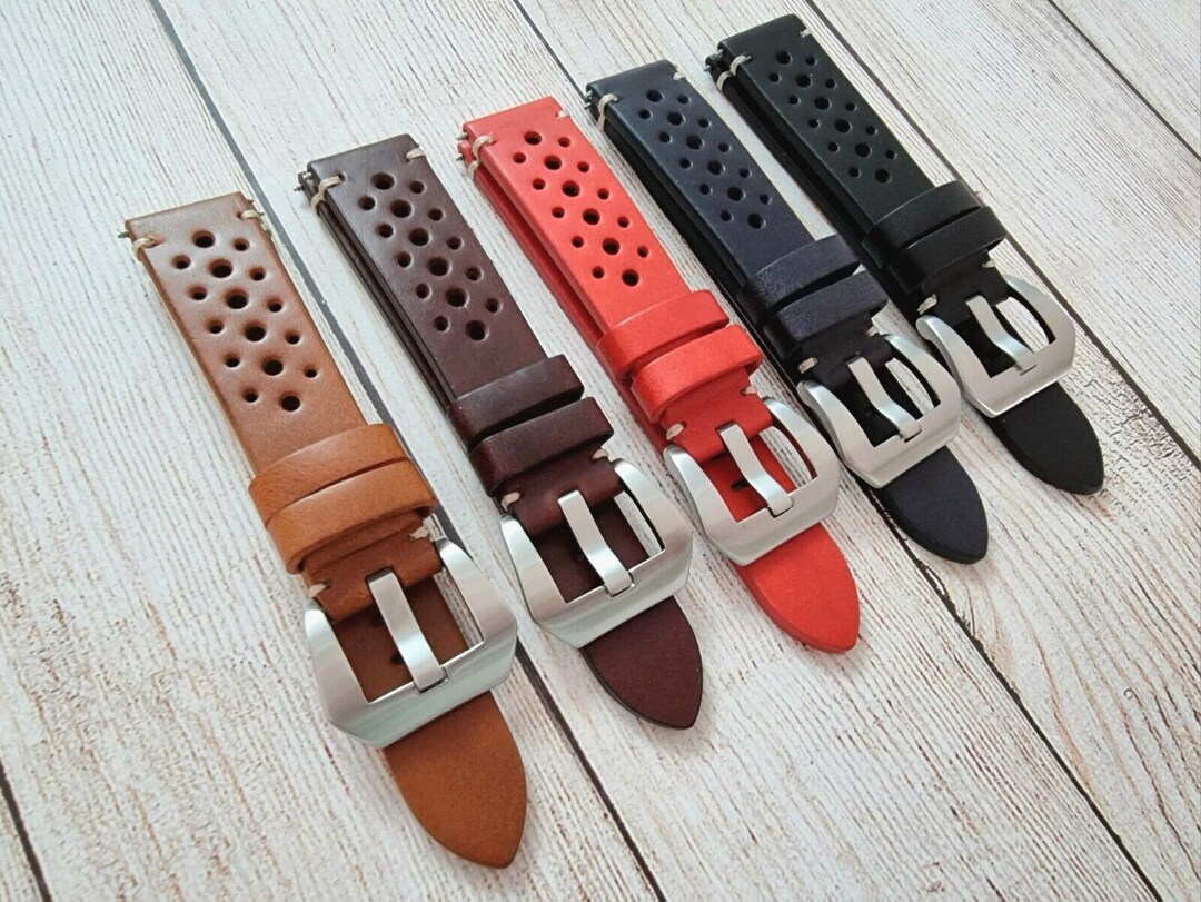 Crono Rally Strap Rally Racing Leather Watch Strap Band Thick Two Piece Perforated 20 22 ...