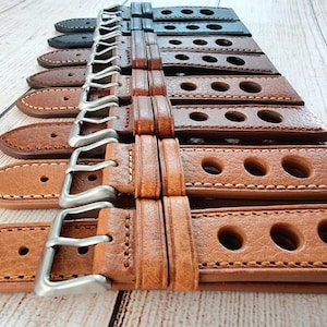 GLC Straps | Cinturino Racing Replica Corfam Cuoio Nero Imola