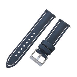 Sailcloth Watch Strap Band Premium Two Piece 20mm 22mm Navy Blue White Stitching