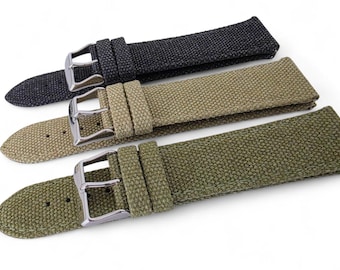 Canvas Field Watch Strap: 4mm Thick, Quick Release, UK Design