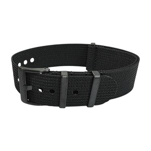 Black Buckle Ribbed Nylon Watch Strap Band Military Divers 20mm 22mm image 2