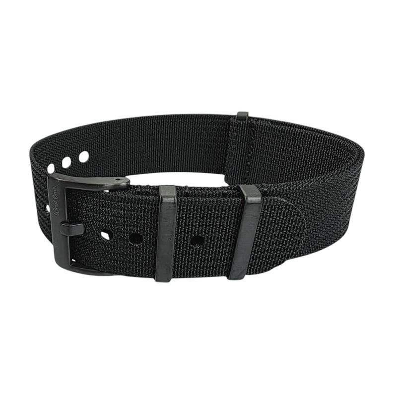 Black Buckle Ribbed Nylon Watch Strap Band Military Divers 20mm 22mm image 2
