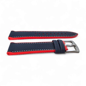 Bracelet de montre en caoutchouc FKM, toile à voile, hybride bleu et rouge, 20-22 mm image 3