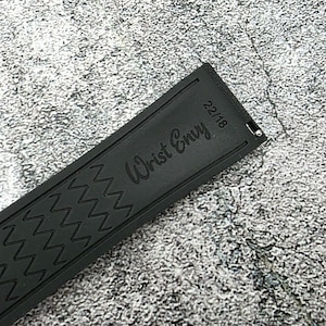 Marine Pro Deploy FKM Rubber Watch Strap 20mm 21mm 22mm Black image 3