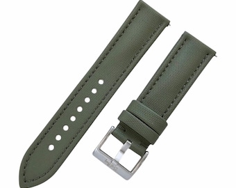 Sailcloth Watch Strap Band Premium Two Piece Replacement 20mm 22mm Olive Green