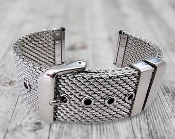 Shark Mesh 2.5mm Thick Bracelet 316L Stainless Steel Watch Strap Band 18mm 20mm 22mm