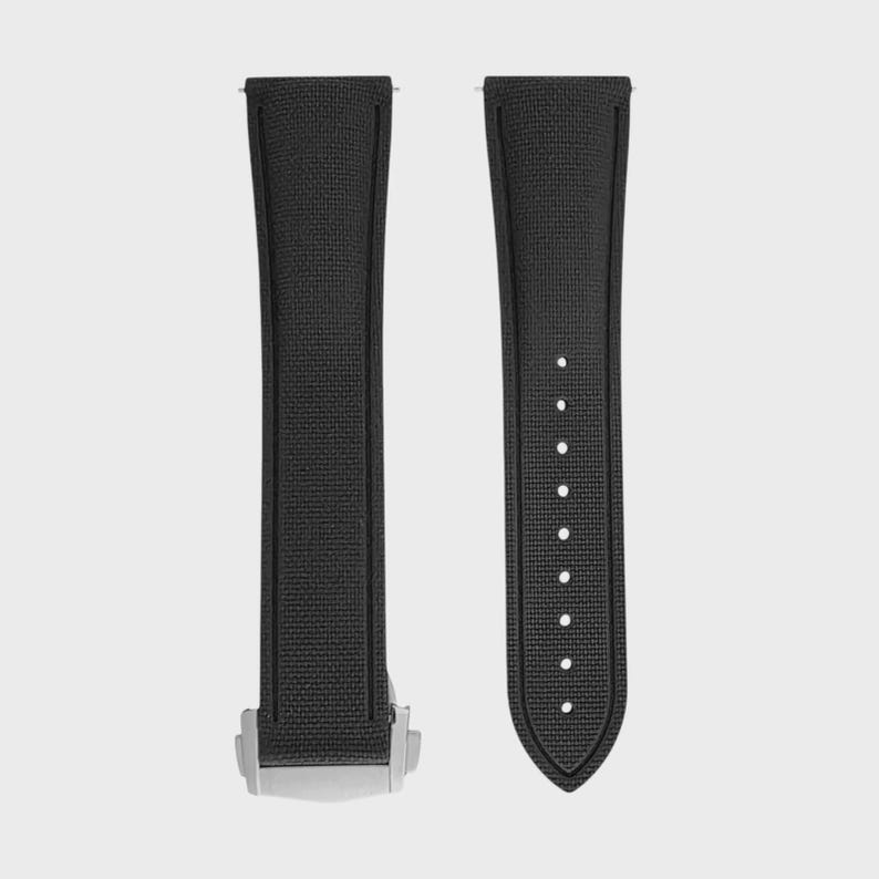 Marine Pro Deploy FKM Rubber Watch Strap 20mm 21mm 22mm Black image 2