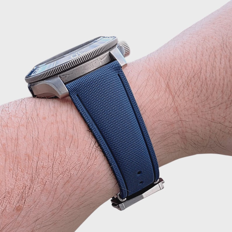 Marine Pro Deploy FKM Rubber Watch Strap 20mm 21mm 22mm Black image 7