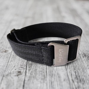 Elastisch nylon Marine Nationale horlogebandje 20 mm 22 mm zwarte tinten