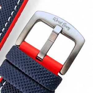 Bracelet de montre en caoutchouc FKM, toile à voile, hybride bleu et rouge, 20-22 mm image 2