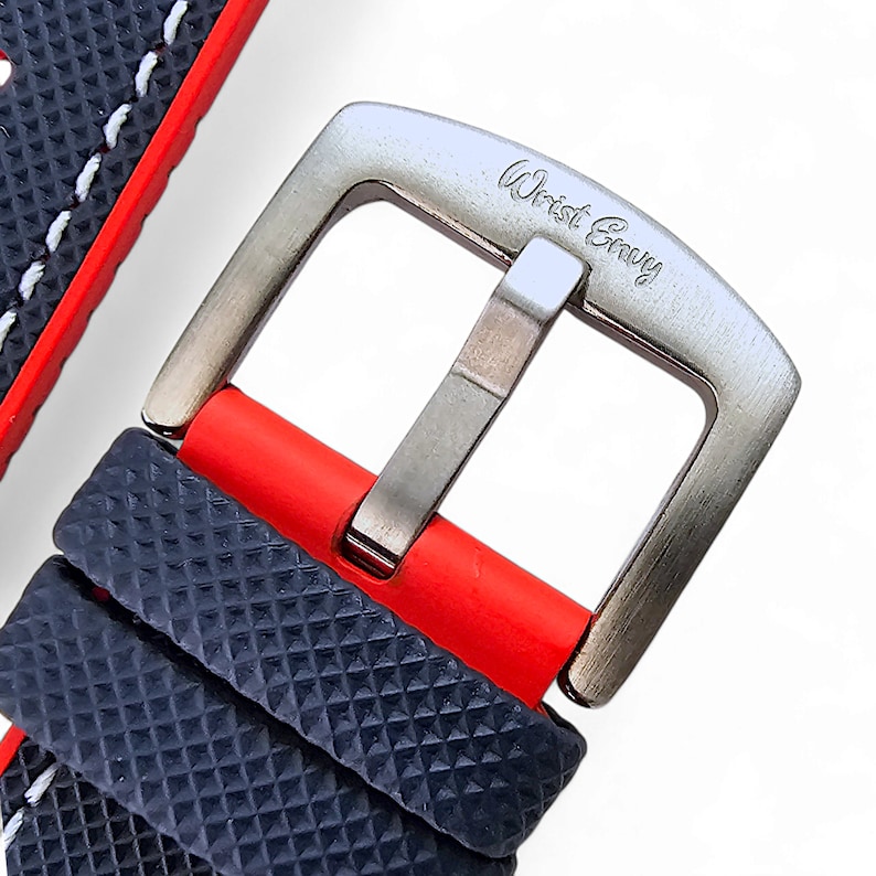 Bracelet de montre en caoutchouc FKM, toile à voile, hybride bleu et rouge, 20-22 mm image 2