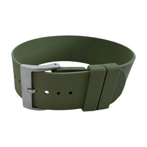 Green FKM Rubber Watch Strap: Military Style, 20mm 22mm One Piece image 6