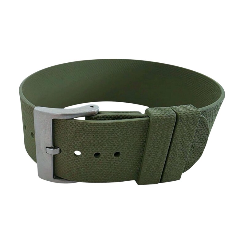 Green FKM Rubber Watch Strap: Military Style, 20mm 22mm One Piece image 6