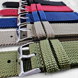 Sailcloth Canvas Watch Strap Band 18 20 22 24 mm Khaki Army Green Red Blue Black