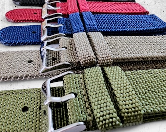 Stitched Sailcloth Canvas Watch Strap: Stainless Steel Buckle