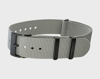 Cinturino Orologio Nylon 22mm James Bond Righe Grigio E Nero - Straps Guy